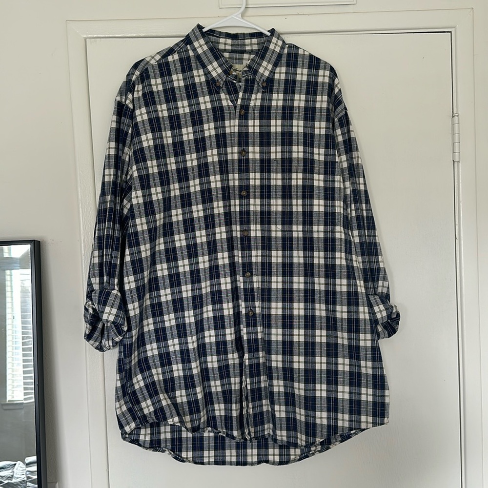 Eddie Bauer Plaid Button Down Shirt Talk Large